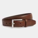 Brown Leather Belt Dress Collar Polo