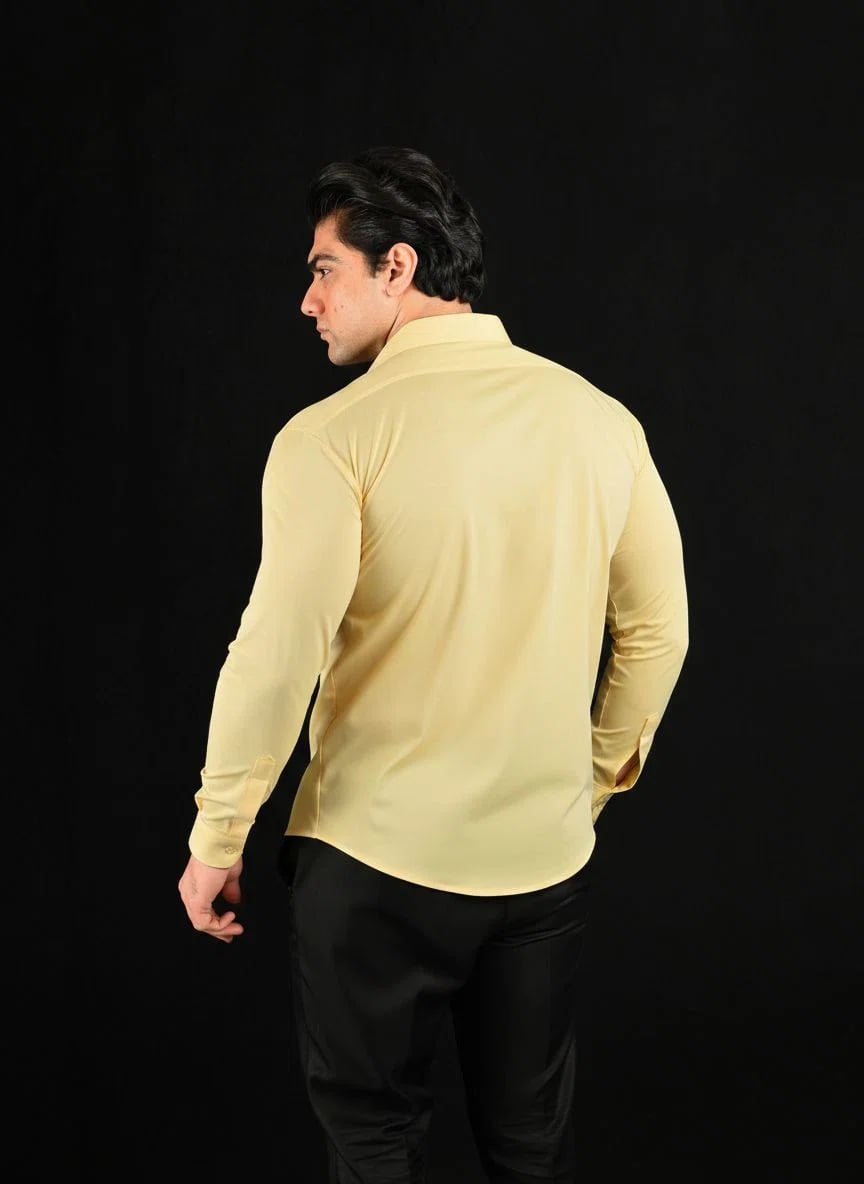 Pastel Yellow Full Sleeves Dress Collar Shirt – View 2