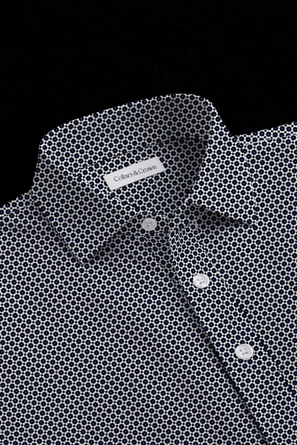 Floral Grid Semi-Spread Dress Collar Polo – View 1