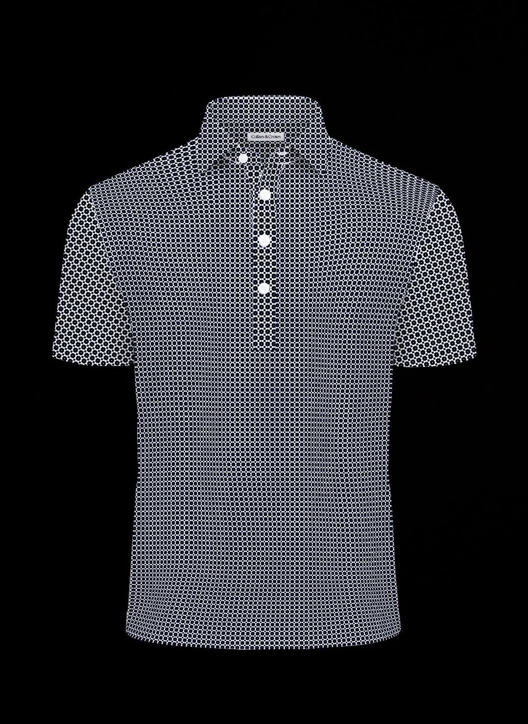 Floral Grid Semi-Spread Dress Collar Polo – View 2