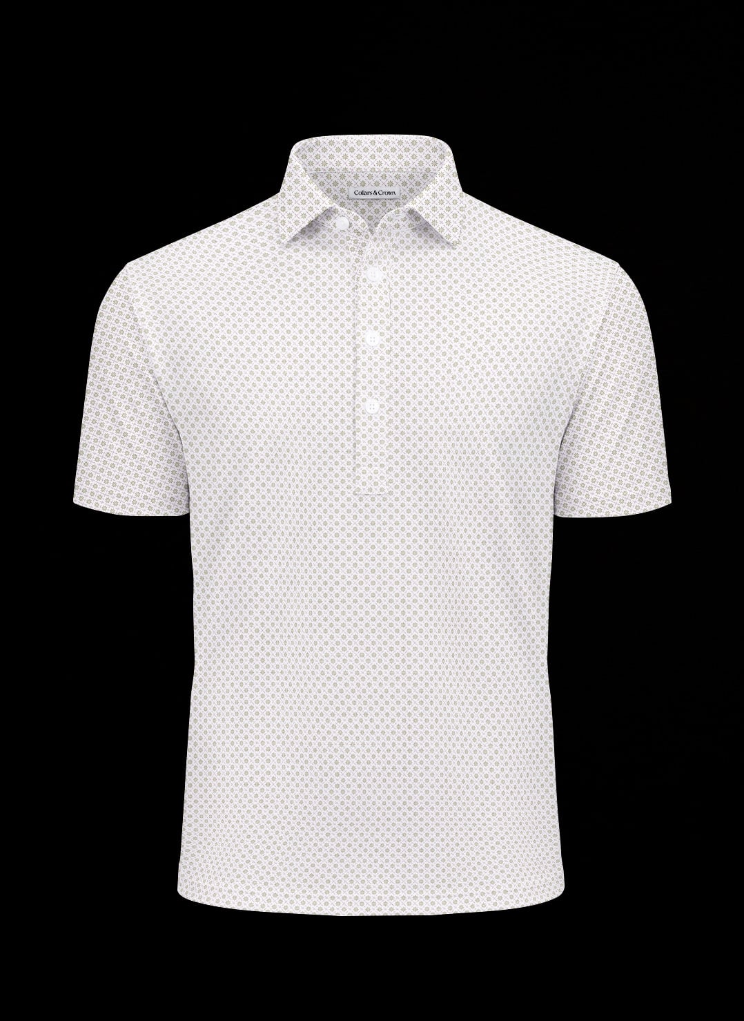 Olive Floral Diamonds Semi-Spread Dress Collar Polo – View 2