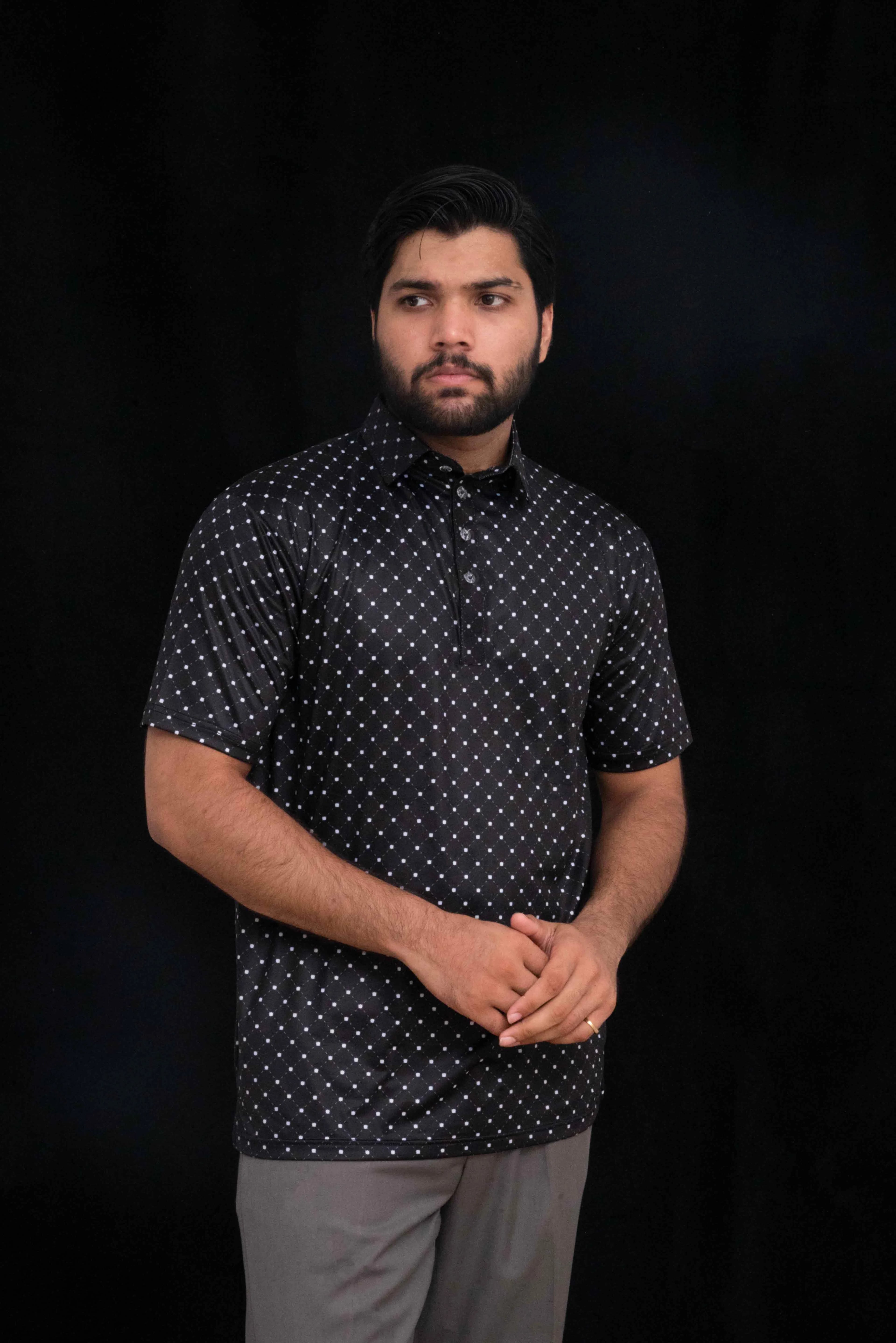 Black polo shirt