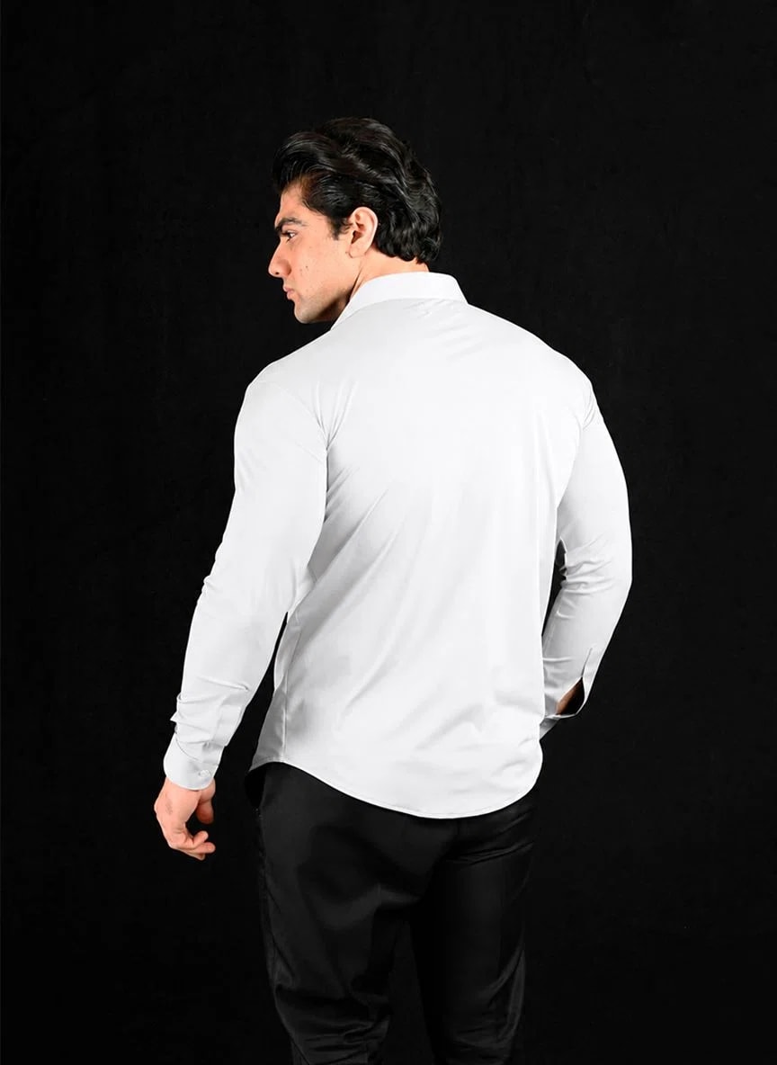 White Full Sleeves Dress Collar Shirt – View 2