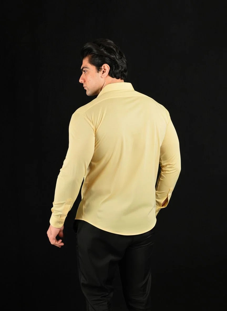 Pastel Yellow Full Sleeves Dress Collar Shirt – View 2