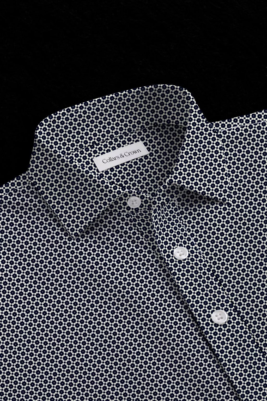 Floral Grid Semi-Spread Dress Collar Polo – View 1