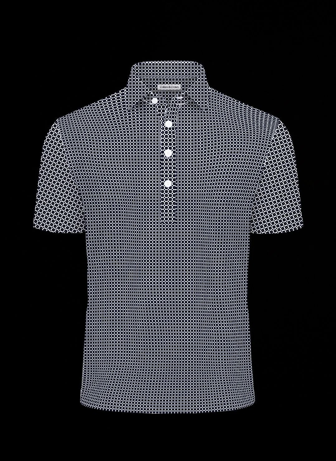 Floral Grid Semi-Spread Dress Collar Polo – View 2
