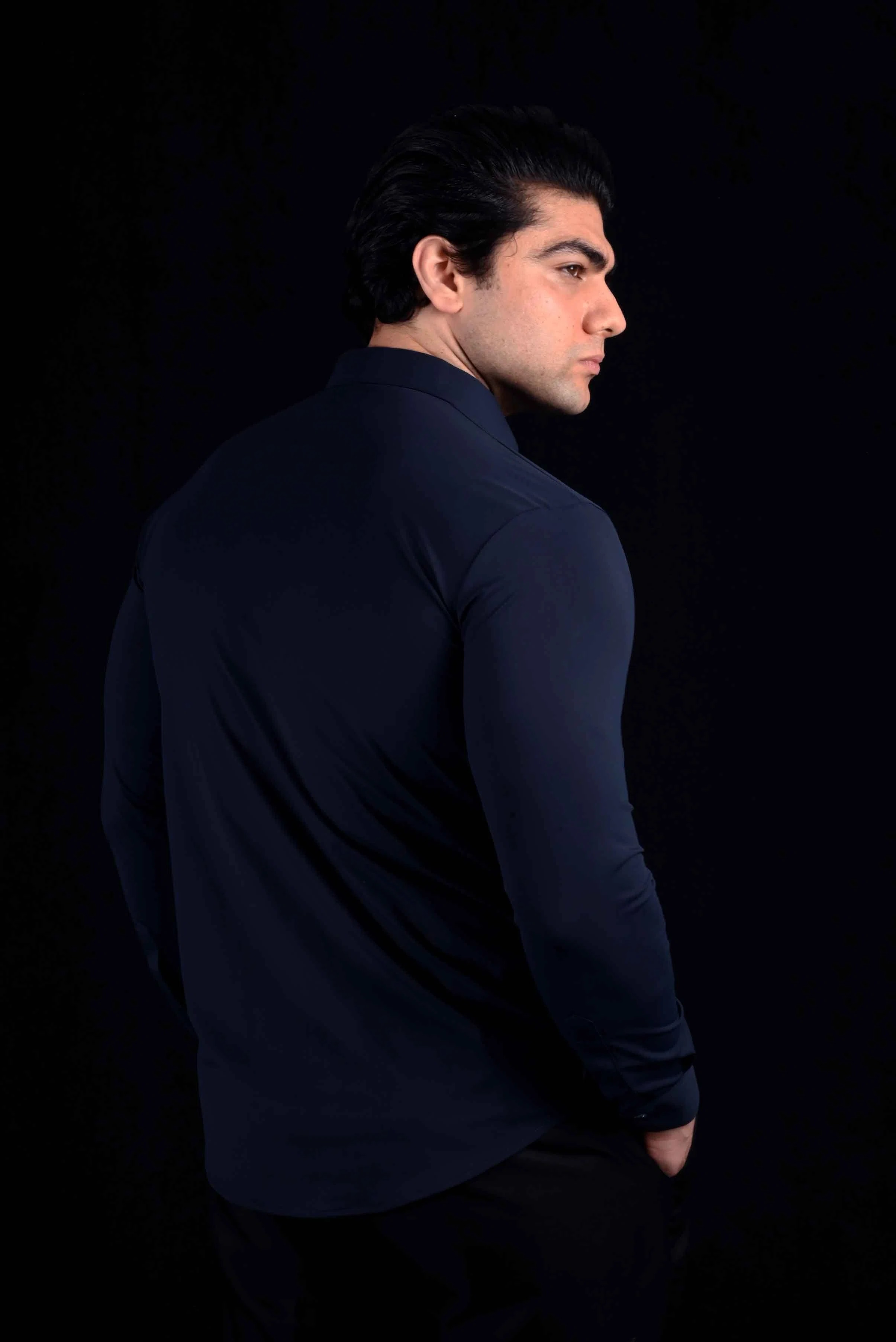 Performance Navy Dress Shirt Dress Collar Polo – View 2