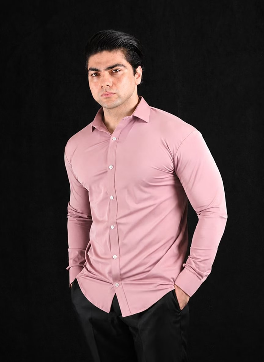 Pink Full Sleeves Dress Collar Shirt – View 1