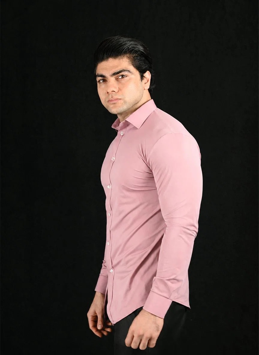 Pink Full Sleeves Dress Collar Shirt – View 2